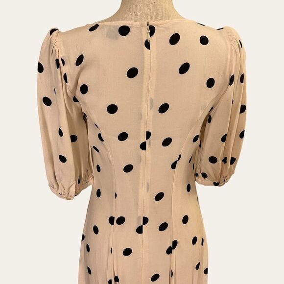 Creamy Black Polka Dot Long Dress, Size S, 2 pc w/ slip, Zip Back, Slimming!!! - Picture 7 of 10